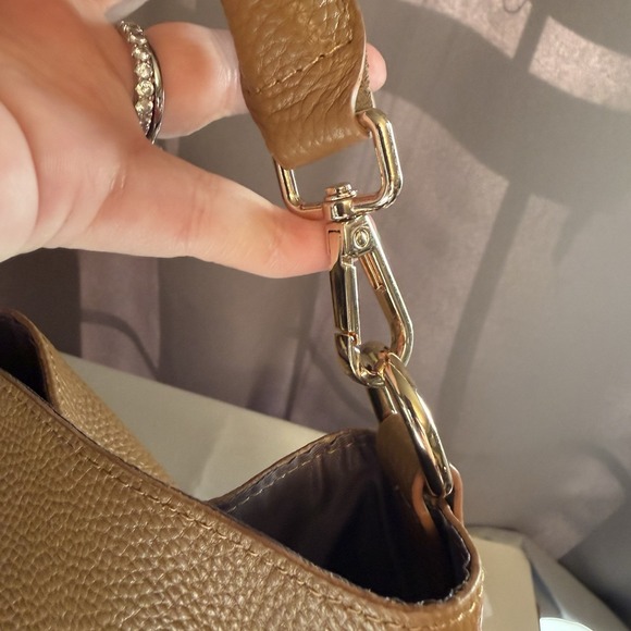 Pom Pom London Lambeth Leather Convertible Bucket Bag Maple Brown - Picture 13 of 16